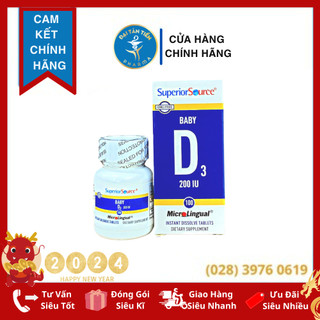 Vitamin D3 dạng viên nano  - BABY D3 200IU cho trẻ em hộp 100 viên [ NHẬP MỸ]