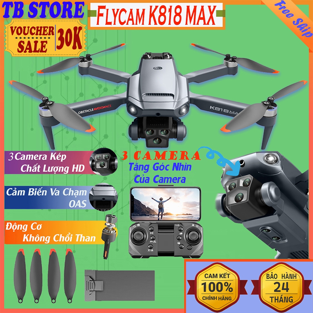 Flycam giá rẻ, Drone KS11 tốt hơn P9 Pro - Động cơ không chổi than, Flycam điều khiển từ xa 2 camera 4K HD