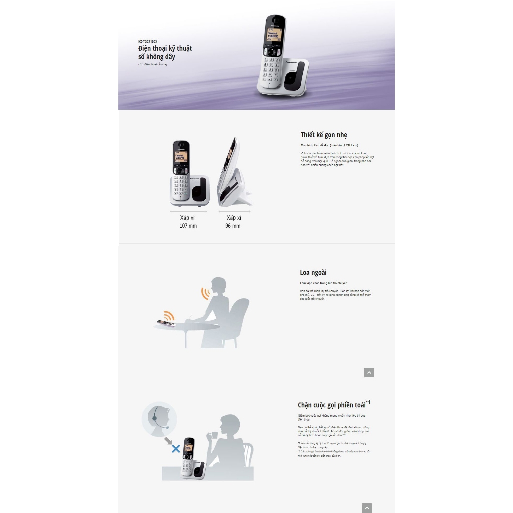 Điện thoại bàn không dây Panasonic KX-TGC210