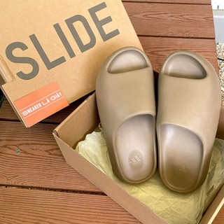 Dép bánh mì Yz Slide Earth Brown Vân Trơn - Bản Cao Cấp Fullbox ( Box rút )