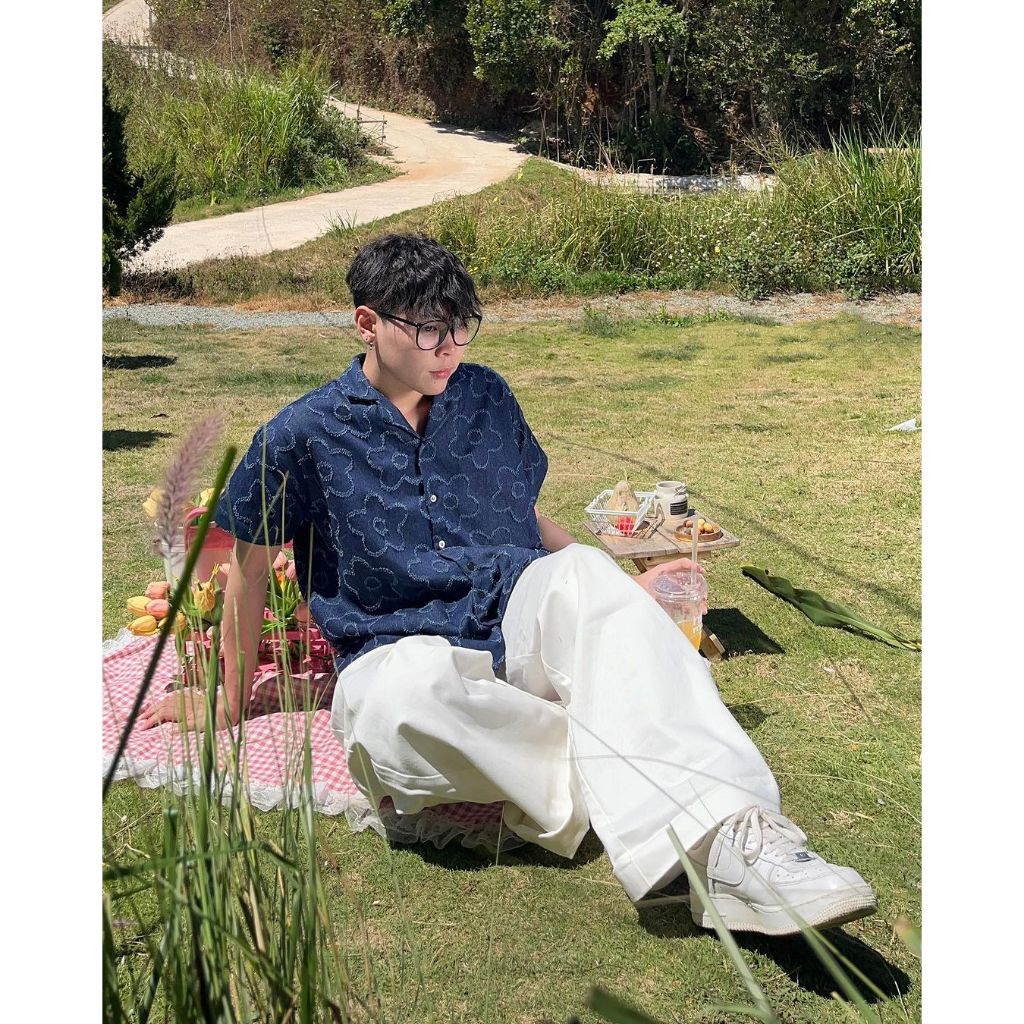 FLORAL DENIM SHIRT - Áo sơ mi denim hoa