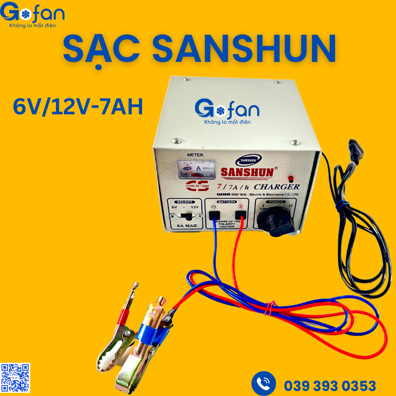 Máy sạc bình ắc quy 6V or 12V Sanshun 7A