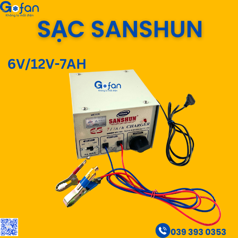 Máy sạc bình ắc quy 6V or 12V Sanshun 7A