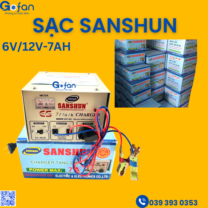 Máy sạc bình ắc quy 6V or 12V Sanshun 7A