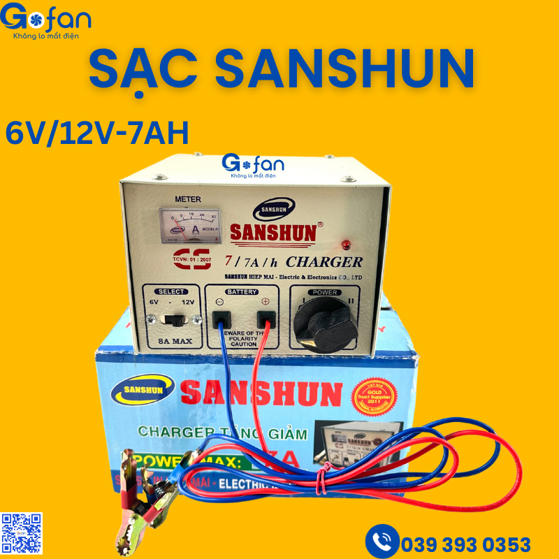 Máy sạc bình ắc quy 6V or 12V Sanshun 7A