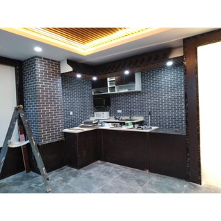 Giấy Dán Tường Giả Gạch Đen Độc Đáo 3D191