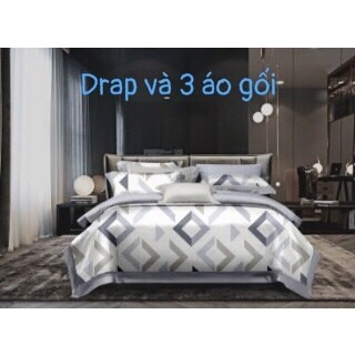 Bộ drap gối Tencel vải nhập Hàn Quốc đỉnh cao mát , mềm mại 4 MÓN  { drap và 3 áo gối}