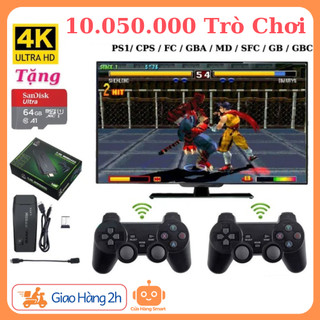 Game Stick 4k V2 Pro 2023, 64GB - 10.000 trò + 50 Game mới tải thêm, Máy chơi game cầm tay không dây