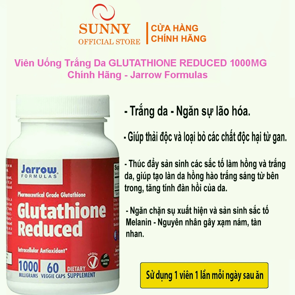 Viên Uống Trắng Da Glutathione Giúp Da Trắng Sáng Mờ Nám Tàn Nhan Viên Uống Glutathione Reduced 1000mg Mỹ