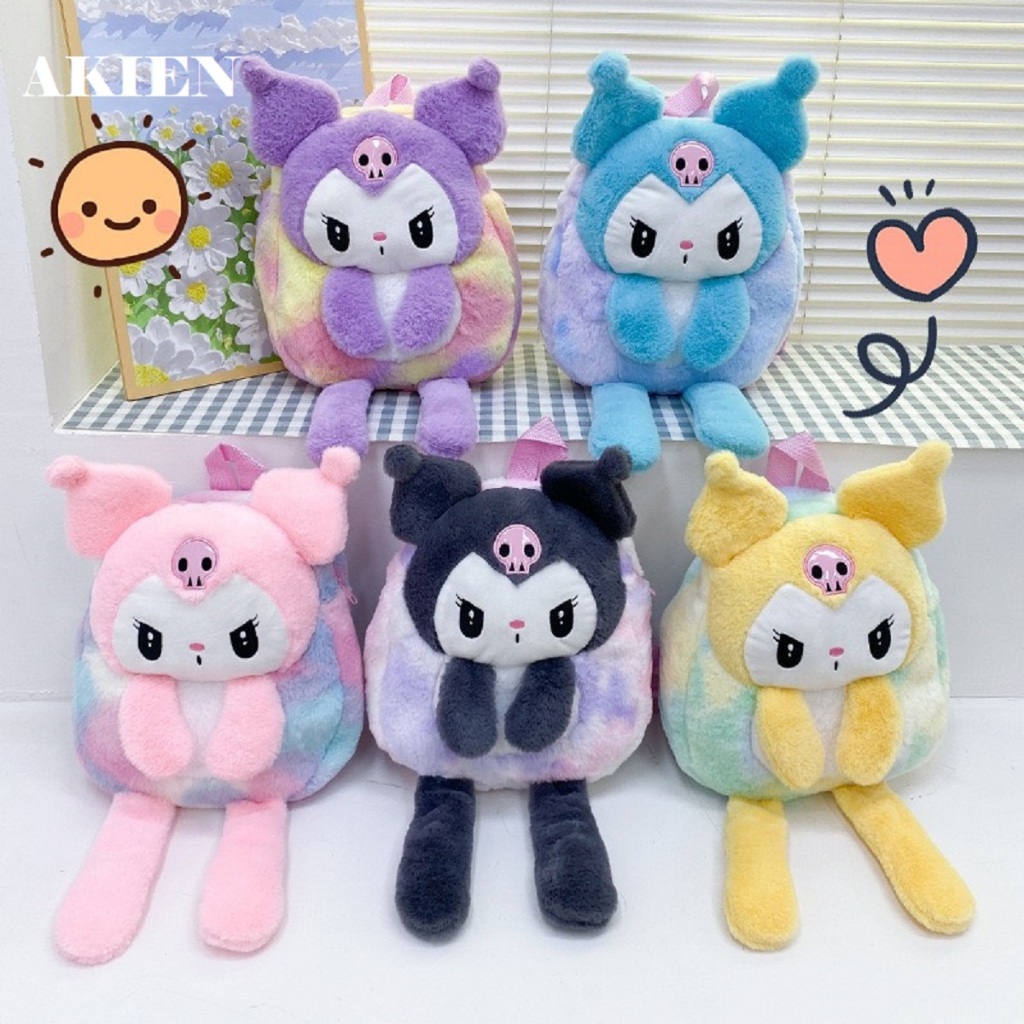 Ba Lô Trẻ Em Kuromi Nhồi Bông Lông Nhung Dễ Thương