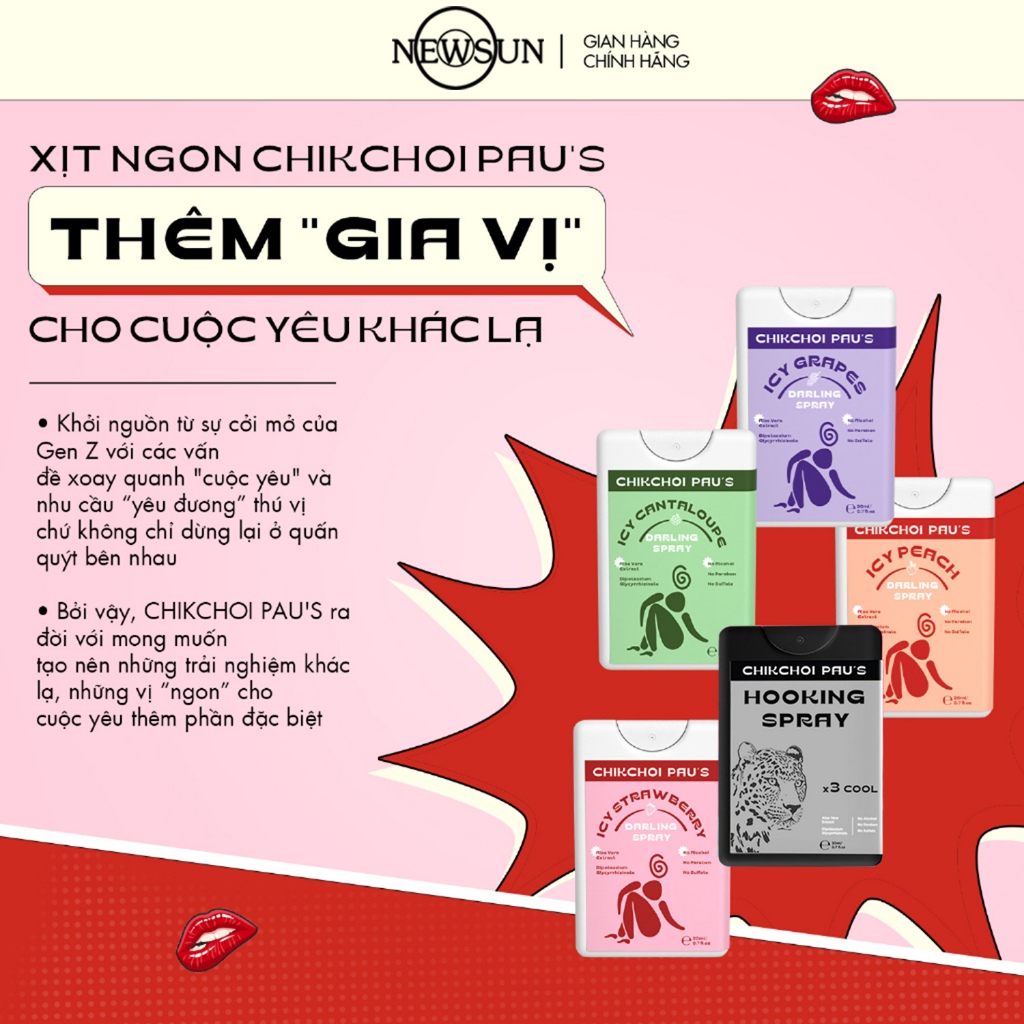 Nước hoa vùng kín CHIKCHOI PAU'[voucher 20k] hương trái cây thơm tự nhên cho cuộc yêu dài, giúp nàng thêm tự tin 20ml
