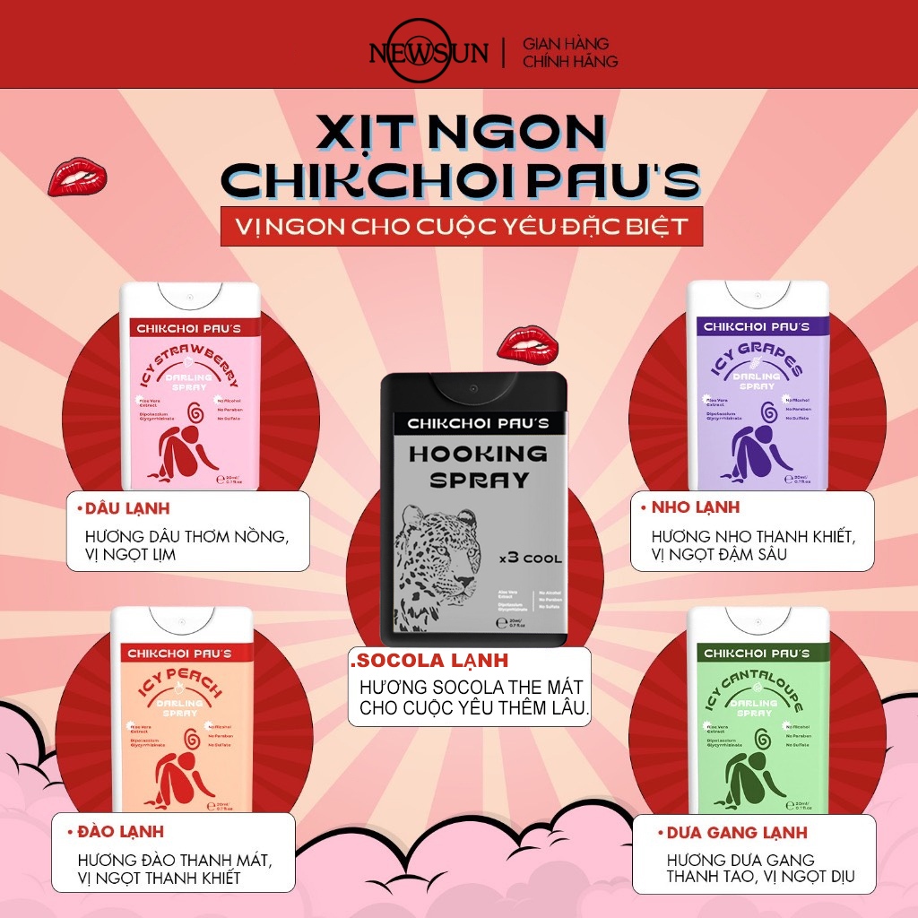 Nước hoa vùng kín CHIKCHOI PAU'[voucher 20k] hương trái cây thơm tự nhên cho cuộc yêu dài, giúp nàng thêm tự tin 20ml