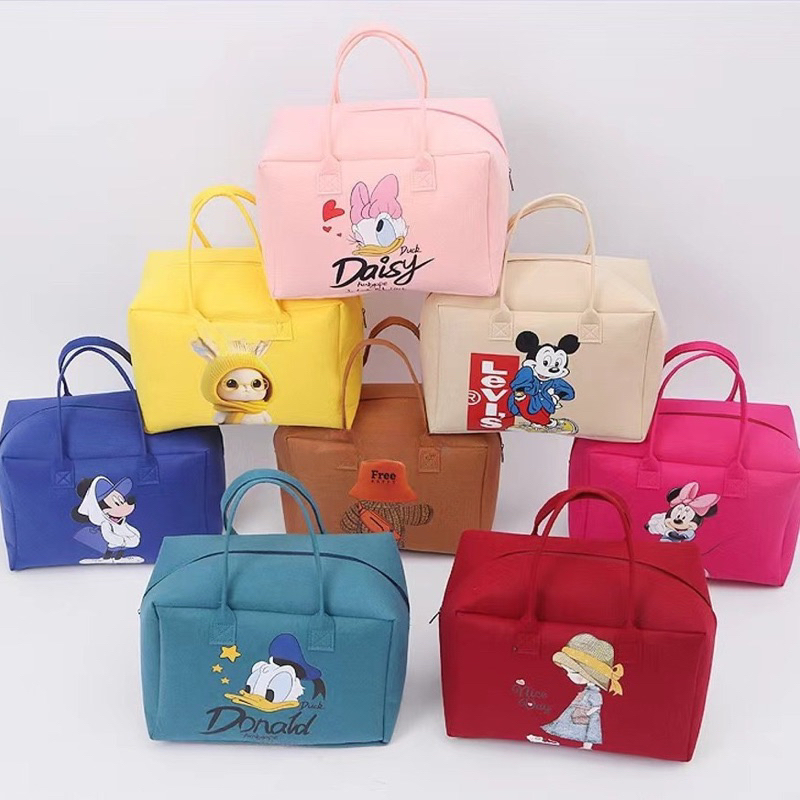 (40x30x20cm) Túi vải nỉ đa năng, túi du lịch cỡ lớn họa tiết hoạt hình dễ thương chống thấm
