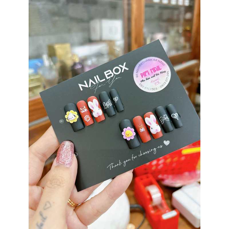nailbox thỏ đen trắng