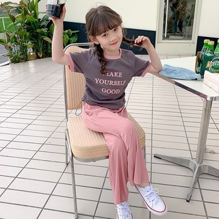 B08 - Bộ áo cộc quần dài chất thun tăm lạnh MAKE cho bé gái diện hè 10-30kg