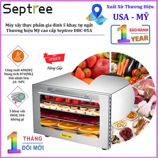 Máy sấy thực phẩm gia đình 5 khay, hẹn giờ sấy khô tự ngắt. Thương hiệu Mỹ cao cấp Septree DBC-05A