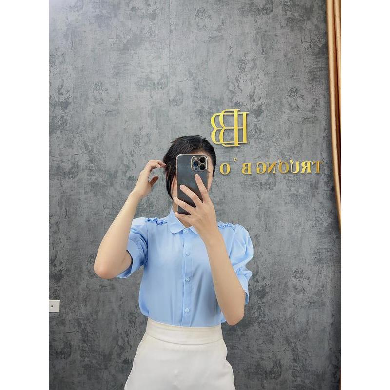 Dáng cổ tròn cầu vai bèo, tay xếp ly, không nhăn nhàu - BA23.038