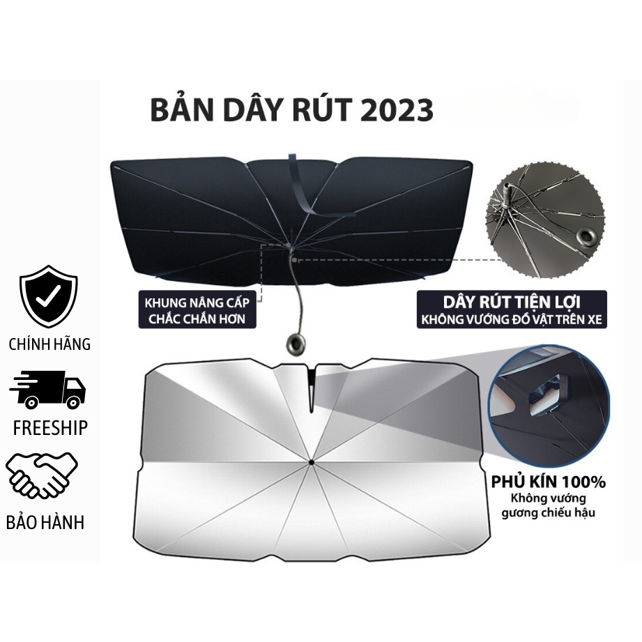 Ô Che Nắng Kính Lái Xe Hơi Cao Cấp phiên bản mới dây rút 2023 - Dù Chắn Nắng Kính Lái Không Vướng Gương Chiếu Hậu