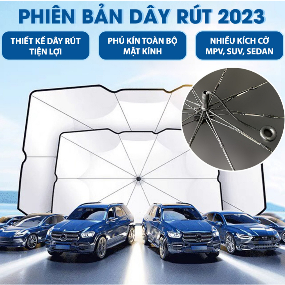 Ô Che Nắng Kính Lái Xe Hơi Cao Cấp phiên bản mới dây rút 2023 - Dù Chắn Nắng Kính Lái Không Vướng Gương Chiếu Hậu