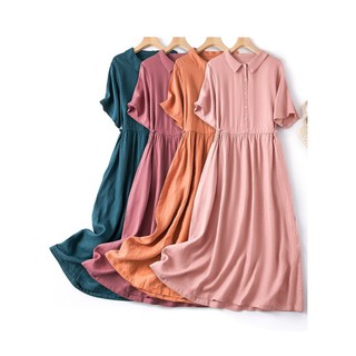 Đầm Linen Nữ Form Suông Cổ Sơ Mi Tay Ngắn Chất Linen Mềm, Trẻ Trung Nhiều Màu Mẫu Mới Mùa Xuân Đũi Việt