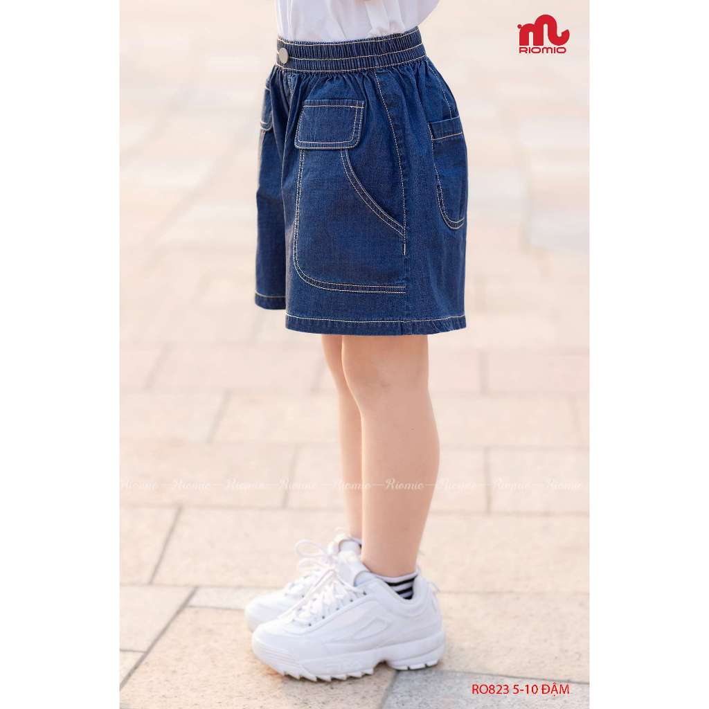 Quần short jean bé gái RIOMIO size 20-42kg, túi ốp style Hàn Quốc, chất jean USA mềm không phai màu RO823