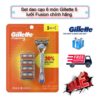 Set 6 món dao cạo 🪒 râu Gillette 5 lưỡi Fusion chính hãng USA