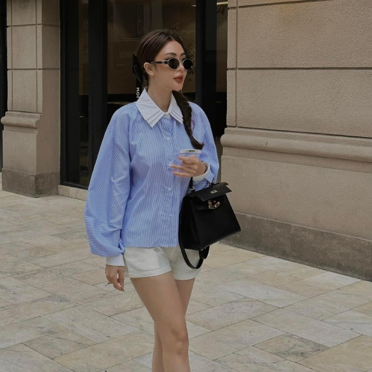 𝐋𝐈𝐙𝐙𝐘 𝐒𝐄𝐓 - Ashley Aó sơ mi phối cổ chân váy dài thiết kế công sở