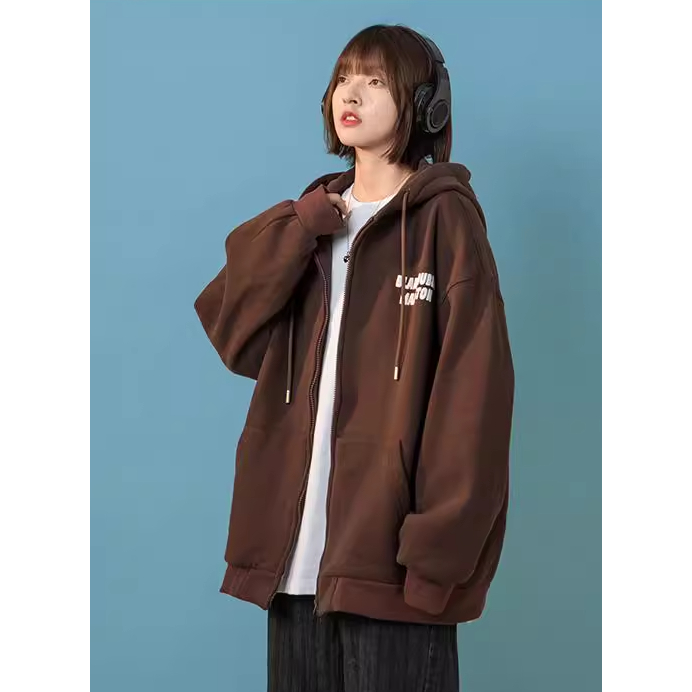 Áo Khoác Hoodie Zip 2 Màu Nam Nữ - Áo khoác nỉ mũ form rộng nỉ bông dày dặn cotton mềm mịn chữ in | BigBuy360 - bigbuy360.vn