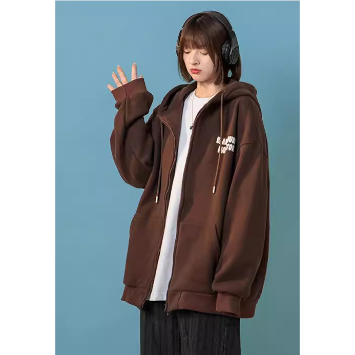 Áo Khoác Hoodie Zip 2 Màu Nam Nữ - Áo khoác nỉ mũ form rộng nỉ bông dày dặn cotton mềm mịn chữ in | BigBuy360 - bigbuy360.vn