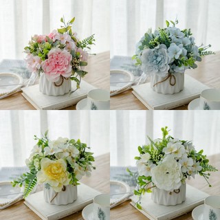 Chậu hoa hồng giả size lớn mix tú cầu - Trang trí sự kiện, tiệc cưới, nội thất