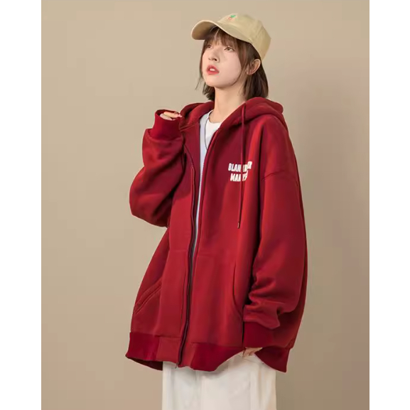 Áo Khoác Hoodie Zip 2 Màu Nam Nữ - Áo khoác nỉ mũ form rộng nỉ bông dày dặn cotton mềm mịn chữ in