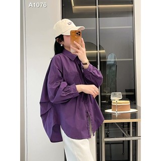 Sơ mi tay dơi suông rộng 2 màu a1076