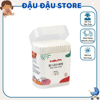 Tăm bông Misuta cho trẻ em  kháng khuẩn ( hộp 200 - 400 que lõi giấy) cho bé sơ sinh ngoáy tai, mũi Đậu Đậu Store