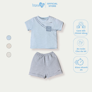 Bộ cộc tay cài vai Bons99 chất liệu Modal xốp mềm mát thoải mái cho bé từ 6 tháng BONMD054