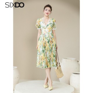 Đầm voan hoa cổ v sixdo