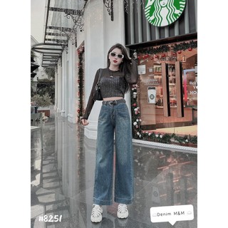 Quần jean suông culotes trơn túi ngang M555