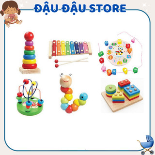  Đồ Chơi Gỗ 💖FREE SHIP💖 Combo 6 Món Đồ Chơi Giáo Dục - Thông Minh Bằng Gỗ Giúp Bé Tăng Khả Năng Tư Duy Và Phát Triển 