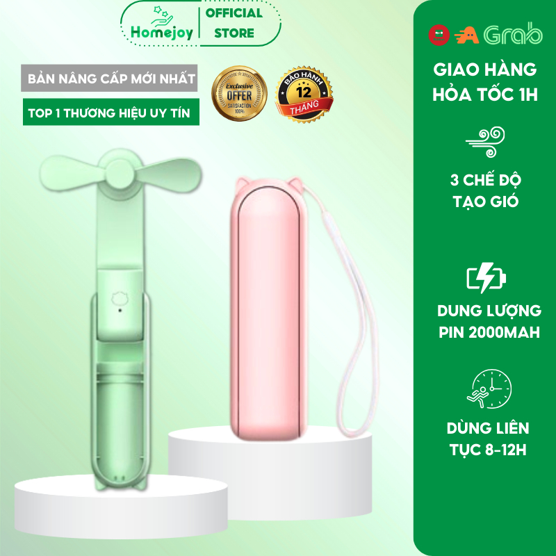 Quạt mini cầm tay gấp gọn DELADEP 3 chế độ gió tích hợp kèm sạc dự phòng điện thoại dung lượng pin 2000mAh QMN08