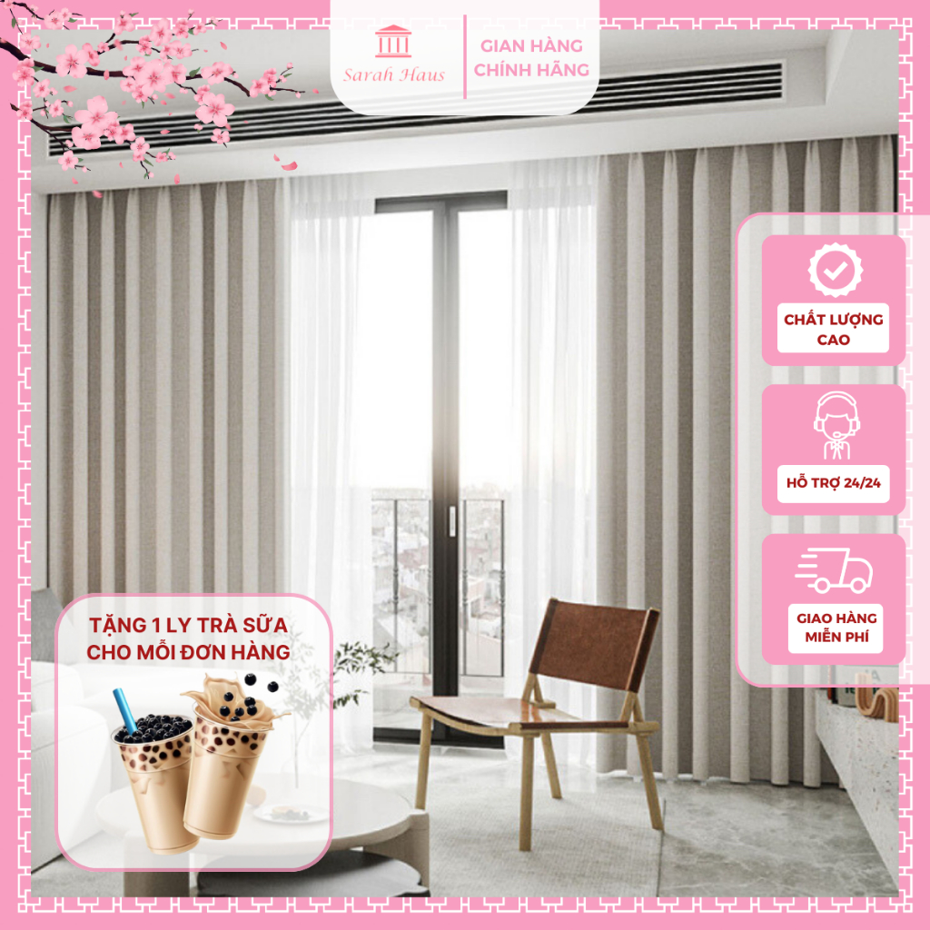 Rèm chống nắng Hàn Quốc cho phòng ngủ Sarah Haus chất liệu dày dặn cao cấp chống tia UV