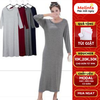 Váy đầm dài tay suông dáng dài vải Modal (gỗ Sồi) mát lạnh tự nhiên thân thiện mã VAV0330