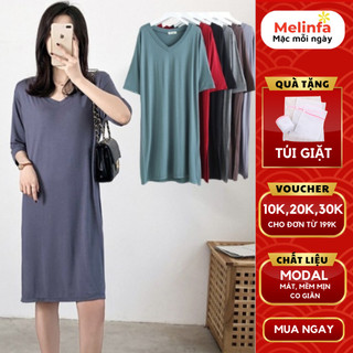 Váy đầm nữ tay lửng vải Modal (gỗ Sồi) mềm mại thoáng mát dáng suông mã VAV0303