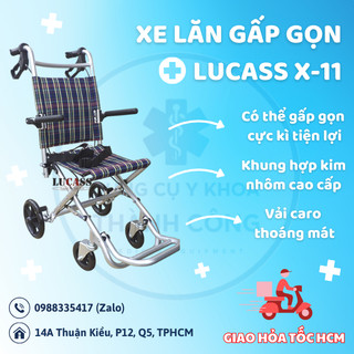 Xe lăn nhôm gấp gọn đi du lịch Lucass X-11