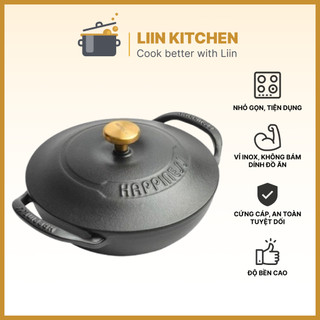  Kho cá_Nồi Gang Happiness Kho Thịt Cá Nồi Gang Nguyên Khối Chống Dính Dùng Được Trên Bếp Từ LIIN KITCHEN 
