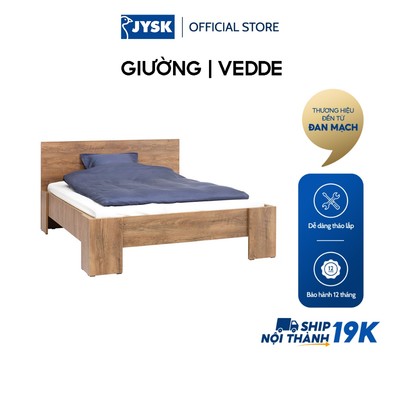Khung giường kèm dát | JYSK Vedde | gỗ công nghiệp màu sồi | 160/180x200 cm