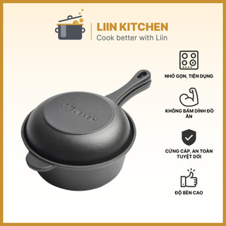  Bộ Nồi Gang Kèm Chảo 2in1 Nồi Chảo Đa Năng Đế Phẳng Dùng Được Trên Mọi Loại Bếp LIIN KITCHEN 