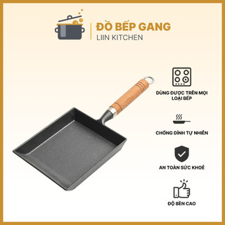  Chảo chiên trứng hình chữ nhật chảo gang làm trứng cuộn chảo gang chống dính dùng bếp từ LIINKITCHEN 