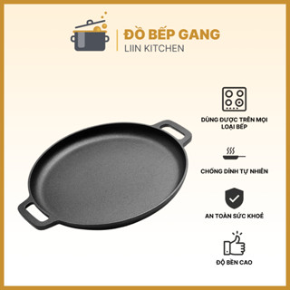 Chảo nướng_Chảo gang nướng thị chống dính BBQ, chảo gang chống dính tự nhiên dùng bếp từ LIINKITCHEN