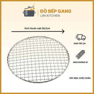  Vỉ nướng BBQ inox 304 vỉ nướng size 26,5cm vỉ nướng bếp nướng than hoa tròn LIINKITCHEN 