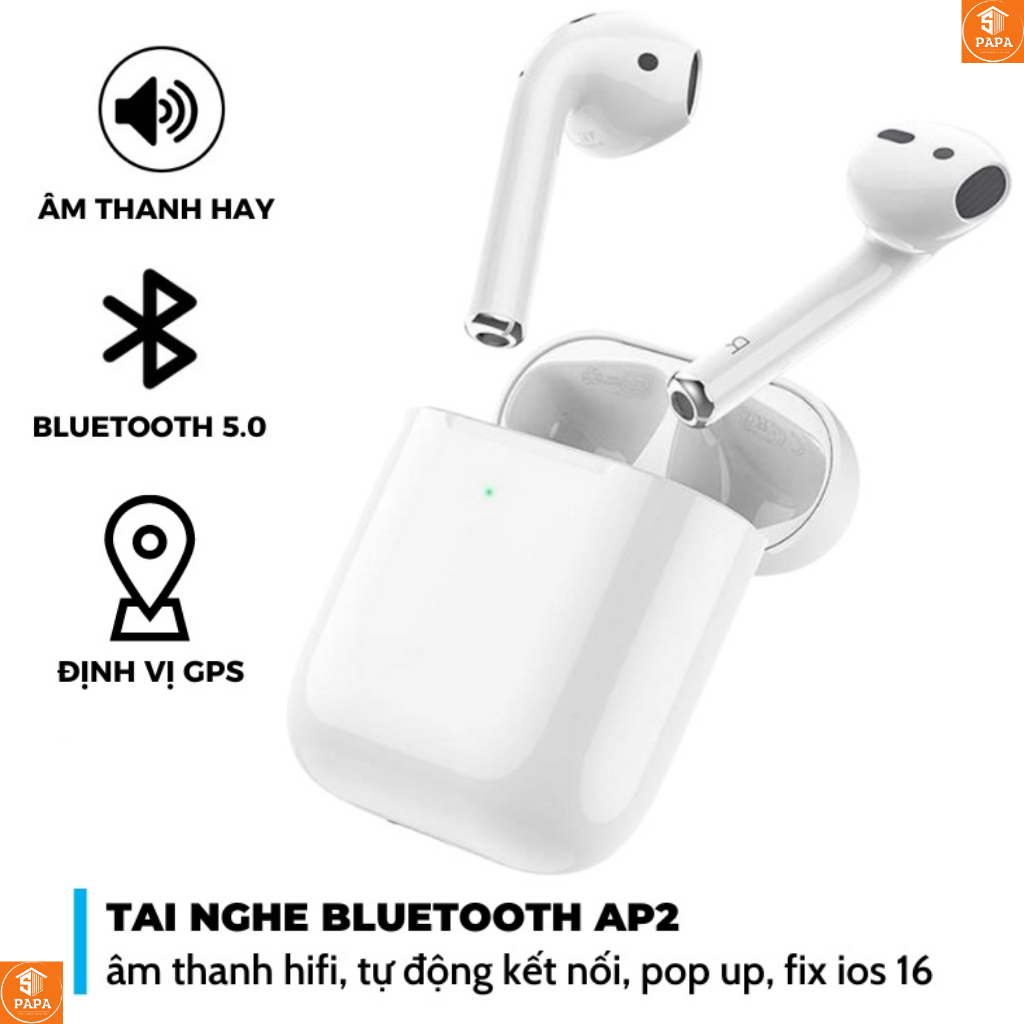 Tai nghe không dây Bluetooth AIP2 Full tính năng Pin trâu 4-6h, Định Vị, thay tên mọi loại máy [PAPA 008]