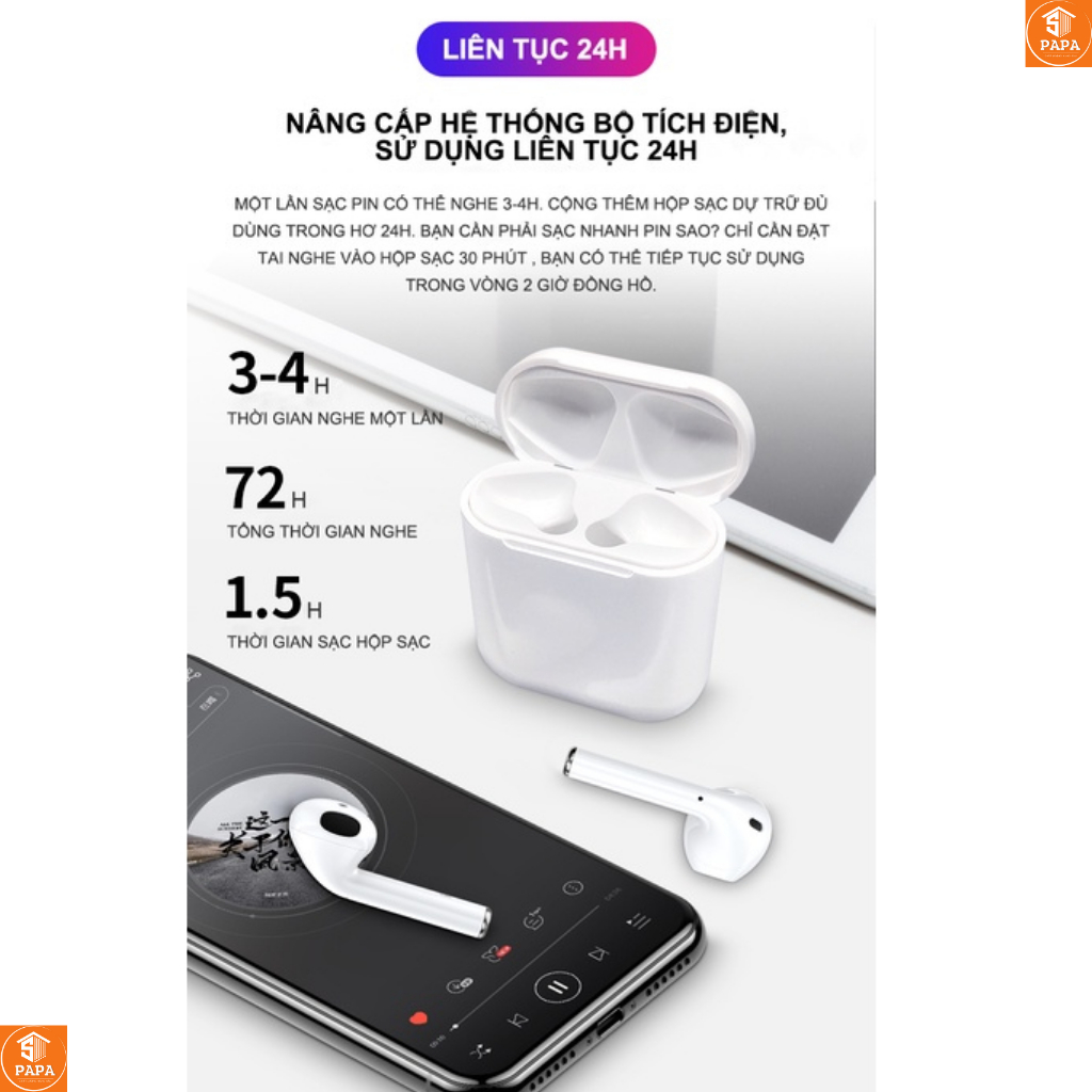 Tai nghe không dây Bluetooth AIP2 Full tính năng Pin trâu 4-6h, Định Vị, thay tên mọi loại máy [PAPA 008]